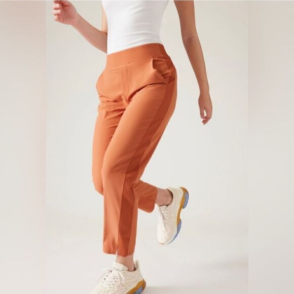 ATHLETA Brooklyn Ankle Pants Sun Baked Clay Orange Color Pockets Size 2 - Picture 1 of 14